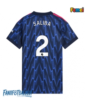 Arsenal William Saliba #2 Tricou Fotbal Replică 2025-26 Femei Deplasare